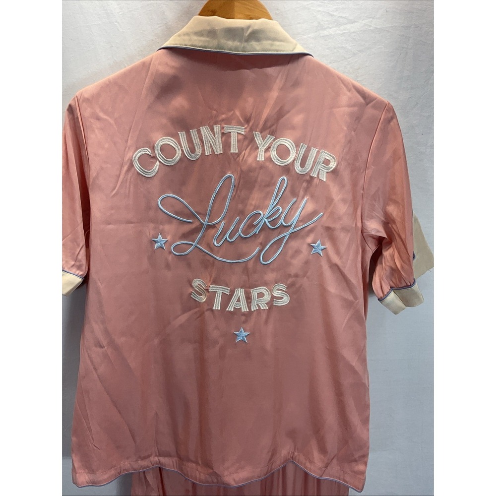 Understated Leather Satin Cowgirl western Pajama set TEXAS womens MD Boho